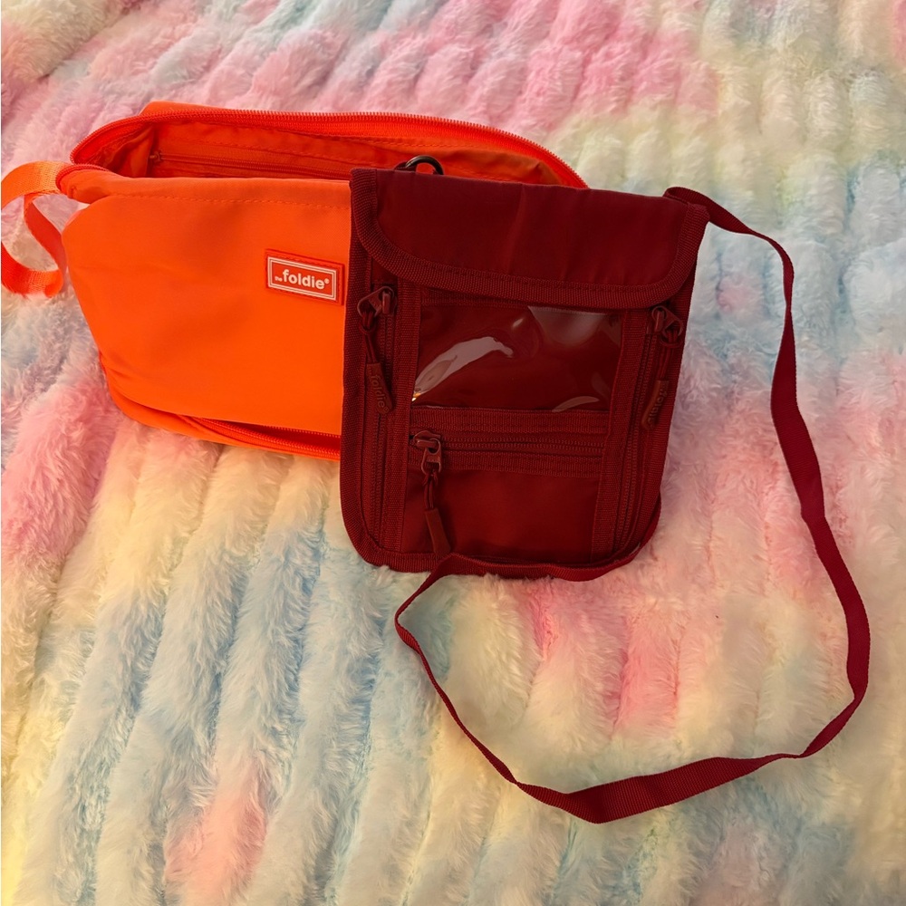 Foldie toiletry bag and Foldie travel document holder/wallet